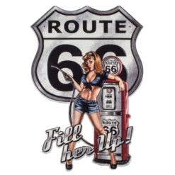Placa de Metal de Pared Route 66 Fill Her Up