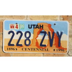 Matrículas Americanas Utah Centennial 1896 - 1996