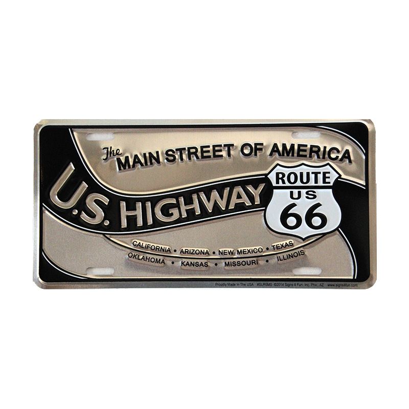 Placa de Matricula Decorativa Route 66 Main Street