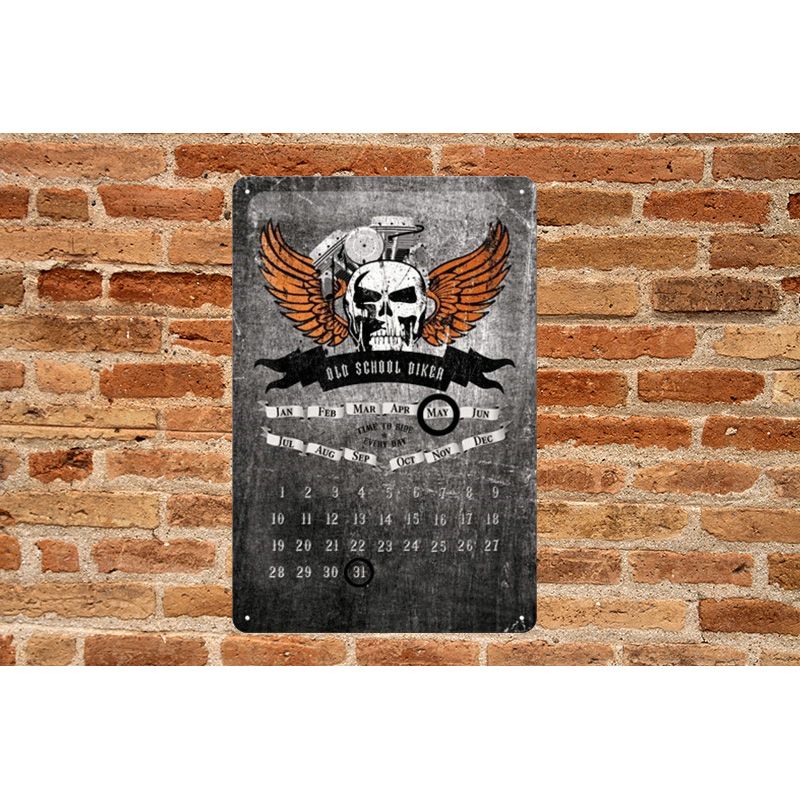 Placa decorativa Calendario Old School Biker - Imagen 2