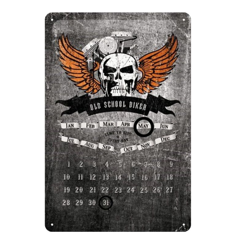 Placa decorativa Calendario Old School Biker