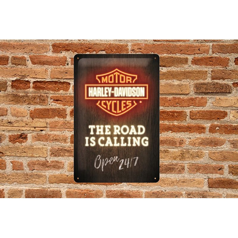 Placa decorativa Harley Davidson Open 24/7 20x30 cm - Imagen 2