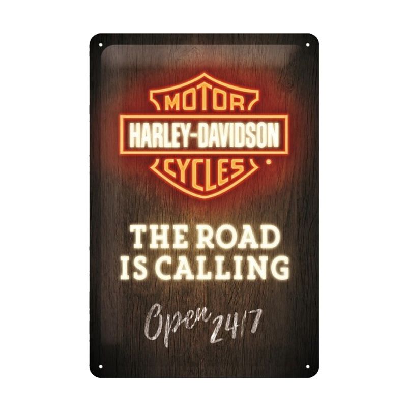 Placa decorativa Harley Davidson Open 24/7 20x30 cm