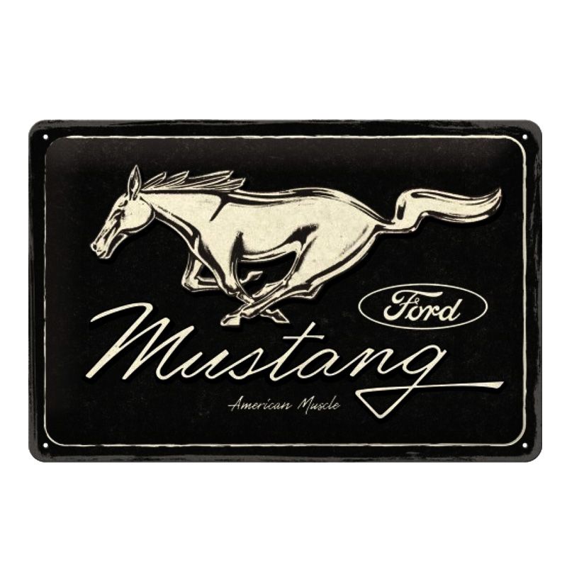 Placa decorativa de metal Ford Mustang Black 20x30 cm