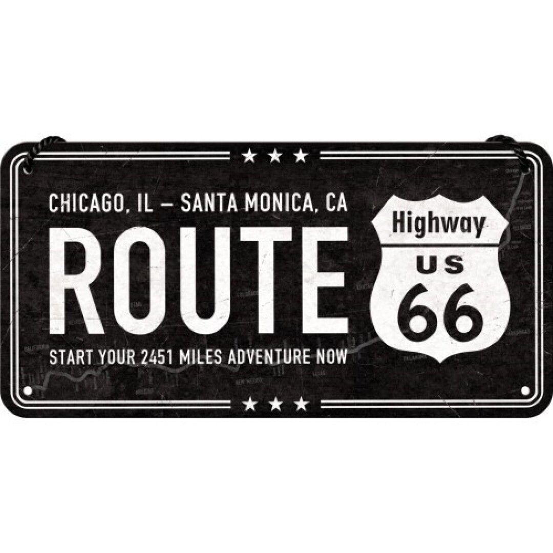 Placa decorativa Matricula de Moto Route 66 10x20 cm