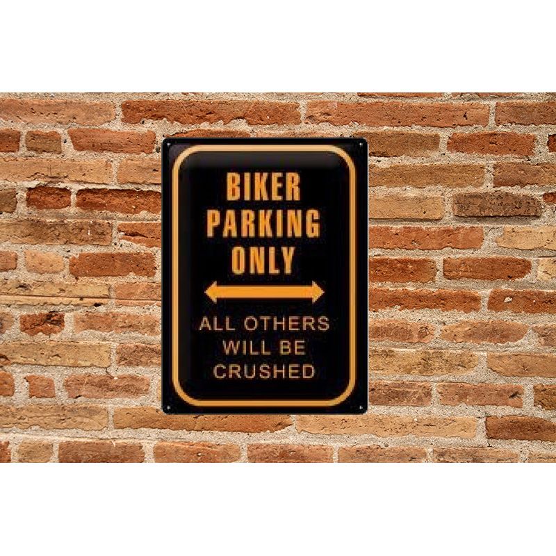 Placa decorativa de metal Biker Parking Only 30x40 cm - Imagen 2