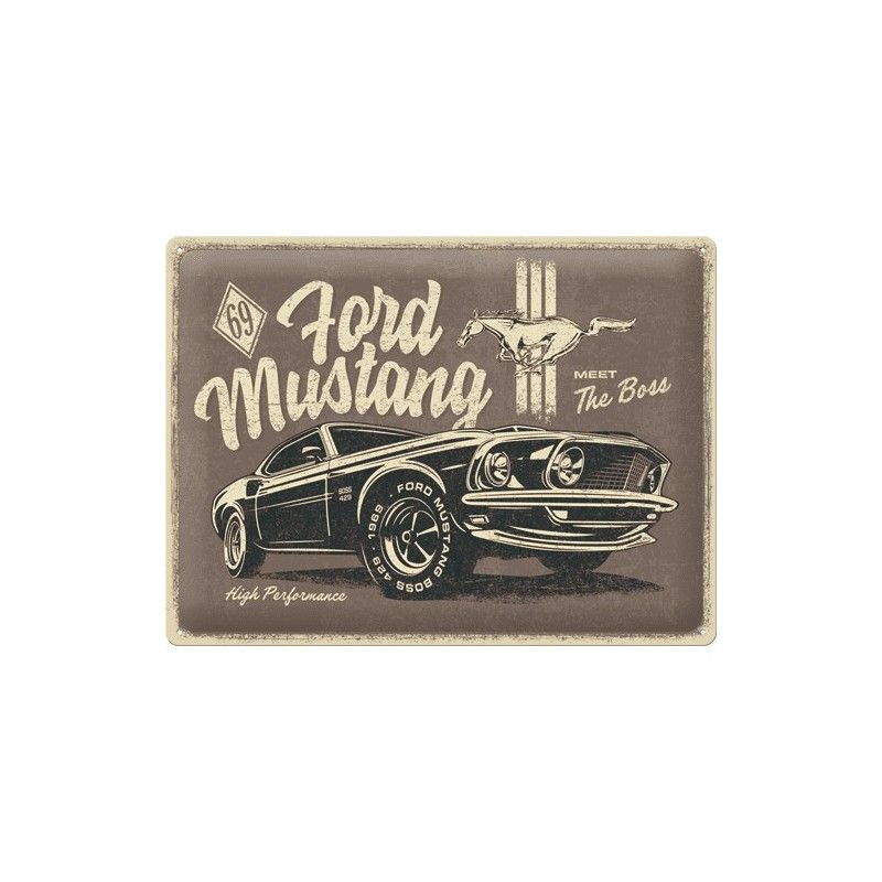 Placa decorativa de metal Ford Mustang 69 The Boss 30x40 cm