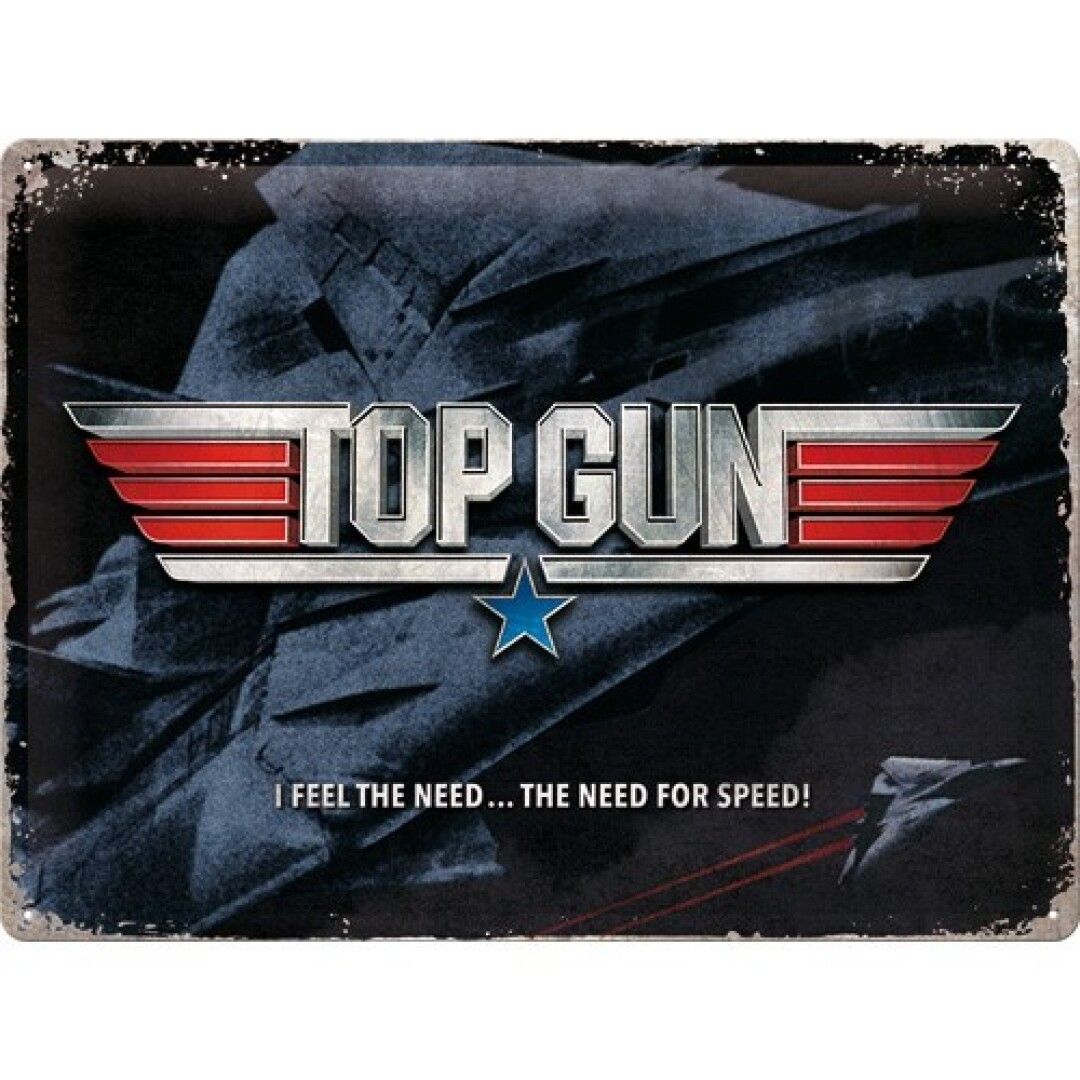 Placa decorativa de metal Top Gun 30x40 cm