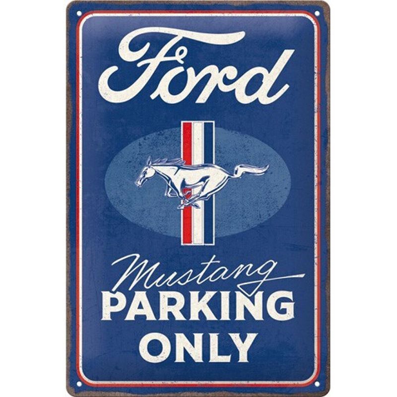 Placa decorativa de metal Ford Mustang Parking Only Blue 20x30 cm