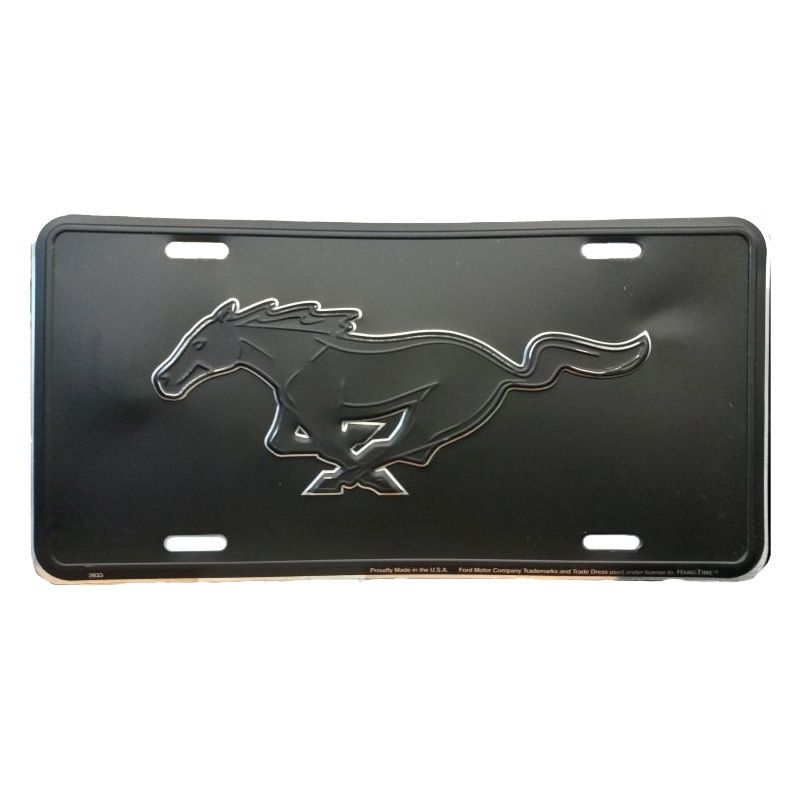 Placa de Matricula Decorativa Mustang Black