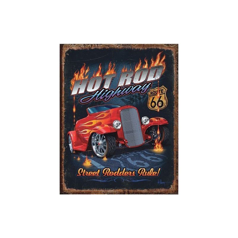 Placa decorativa Hot Rod Route 66