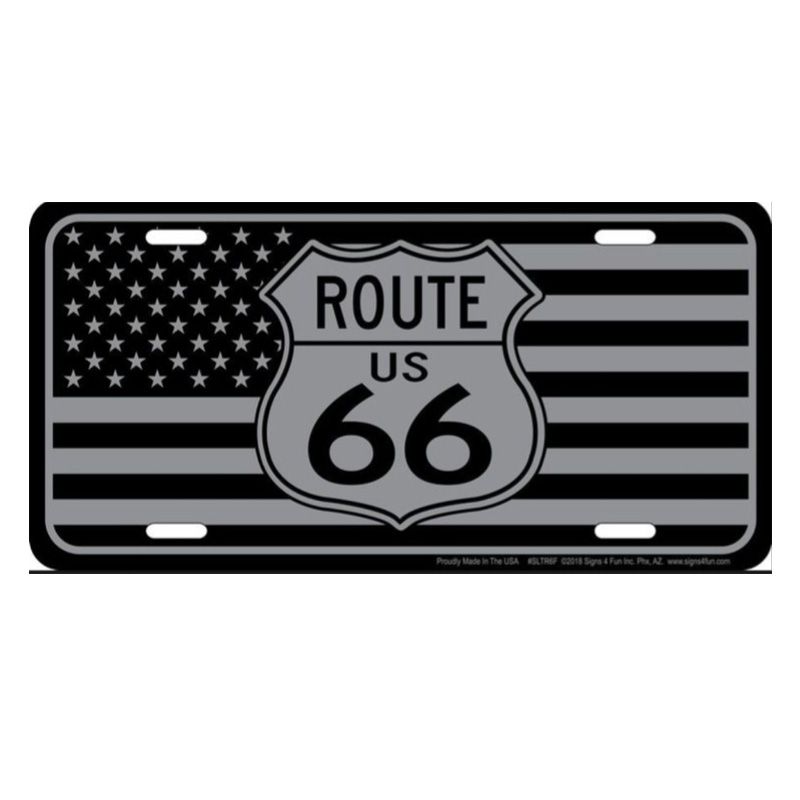 Placa de Matricula Decorativa Route 66 Flag