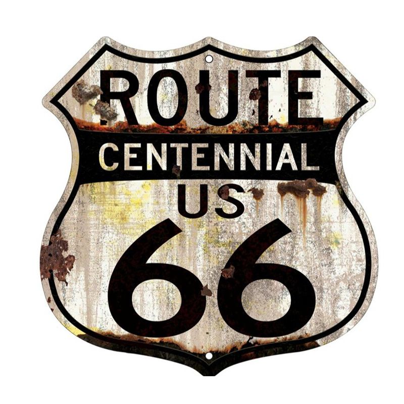Emblema Placa de Metal Route 66 Centenario Oxi