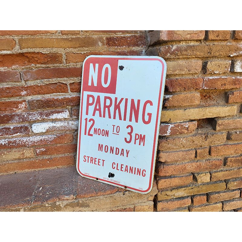Señal Original de Tráfico Los Ángeles No Parking - Street Cleaning 12-3pm - Imagen 3