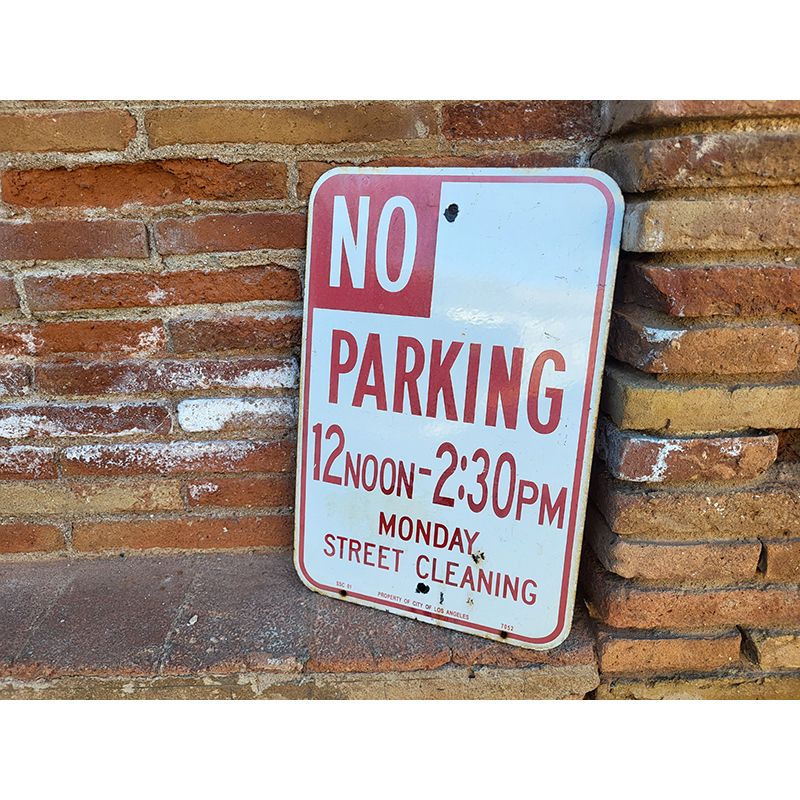Señal Original de Tráfico Los Ángeles No Parking Street - Cleaning 12pm-2.30pm - Imagen 3